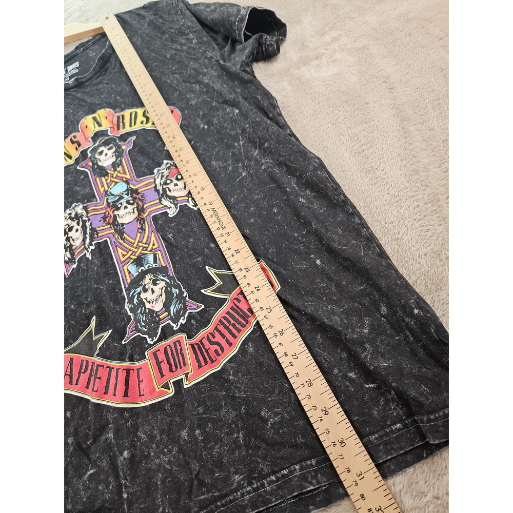 Guns N' Roses Appetite for Destruction T-shirt Black Acid-Wash Iconic Cross - Picture 7 of 10